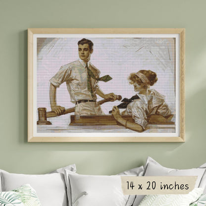 Couple in a Boat Cross Stitch Kit | J.C. Leyendecker