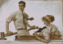 Couple in a Boat Cross Stitch Kit | J.C. Leyendecker