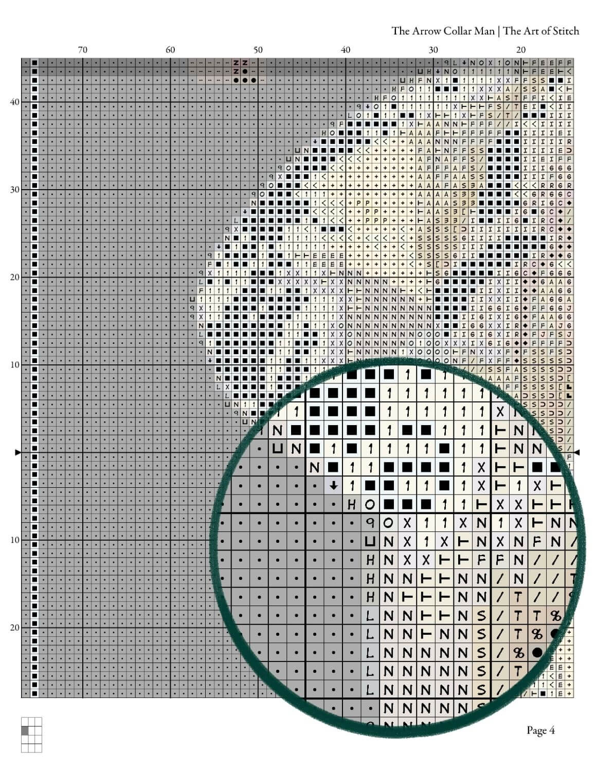 Advertisement for The Arrow Collar Man Cross Stitch Pattern