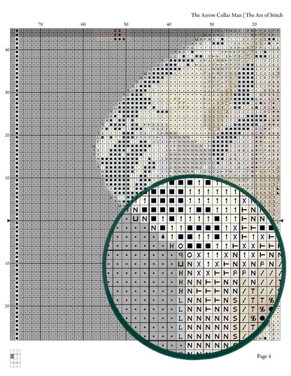 Advertisement for The Arrow Collar Man Cross Stitch Pattern