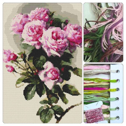 Roses and Bumblebees Cross Stitch Kit