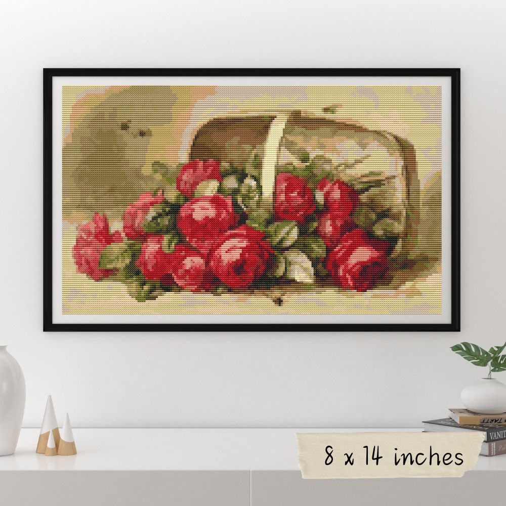 Basket of Roses Cross Stitch Kit | Raoul de Longpre