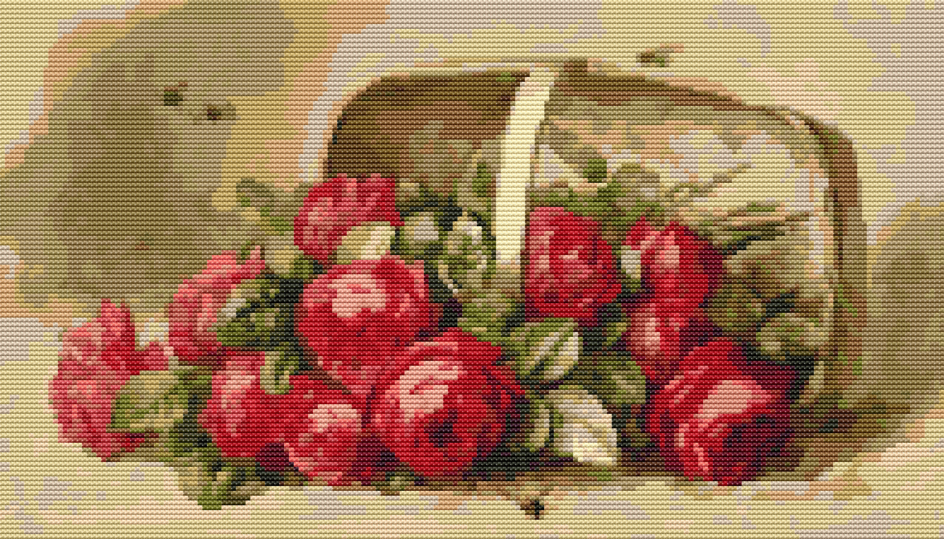 Basket of Roses Cross Stitch Kit | Raoul de Longpre