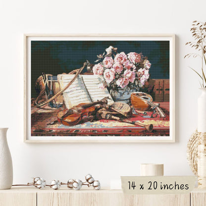 Musical Still Life Cross Stitch Kit | Charles Antoine Loyeux