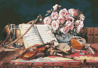 Musical Still Life Cross Stitch Kit | Charles Antoine Loyeux