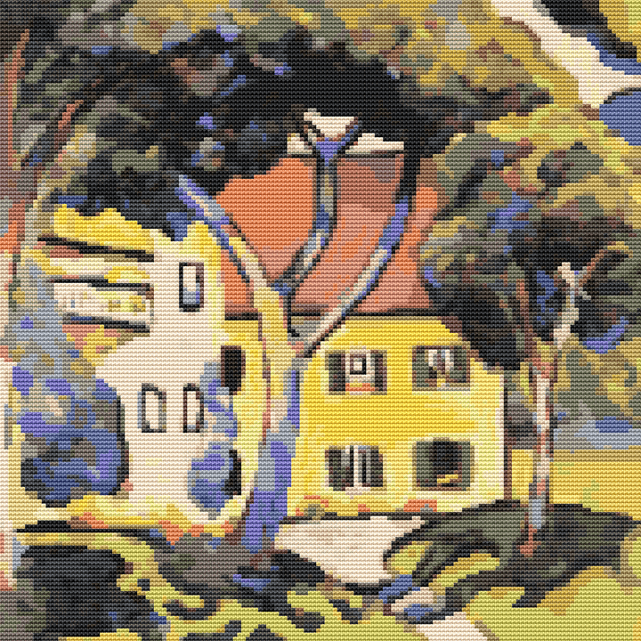 House in a Landscape Cross Stitch Kit - Premium Cross Stitch Kit - August Macke