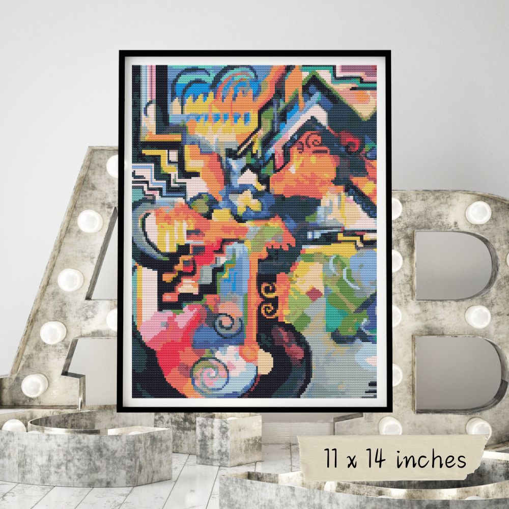 Colored Composition Homage to Johann Sebastian Bach Cross Stitch Kit | August Macke