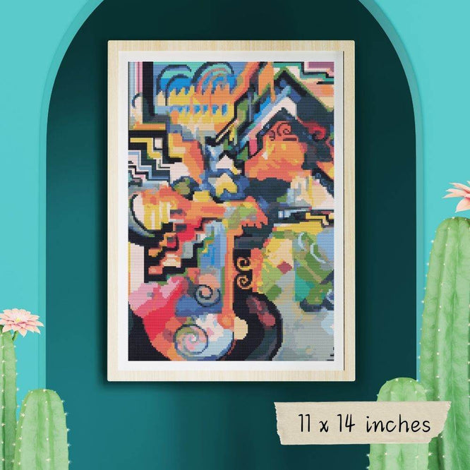 Colored Composition Homage to Johann Sebastian Bach Cross Stitch Kit