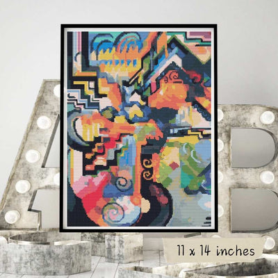 Colored Composition Homage to Johann Sebastian Bach Cross Stitch Kit