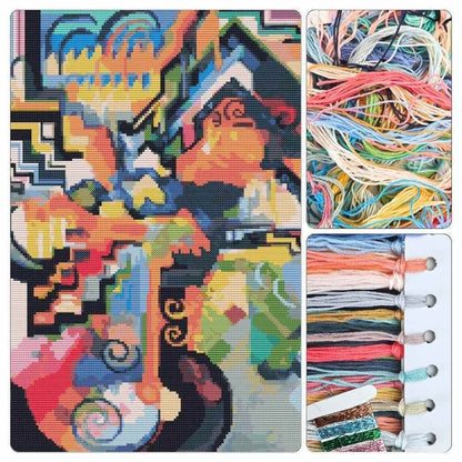 Colored Composition Homage to Johann Sebastian Bach Cross Stitch Kit