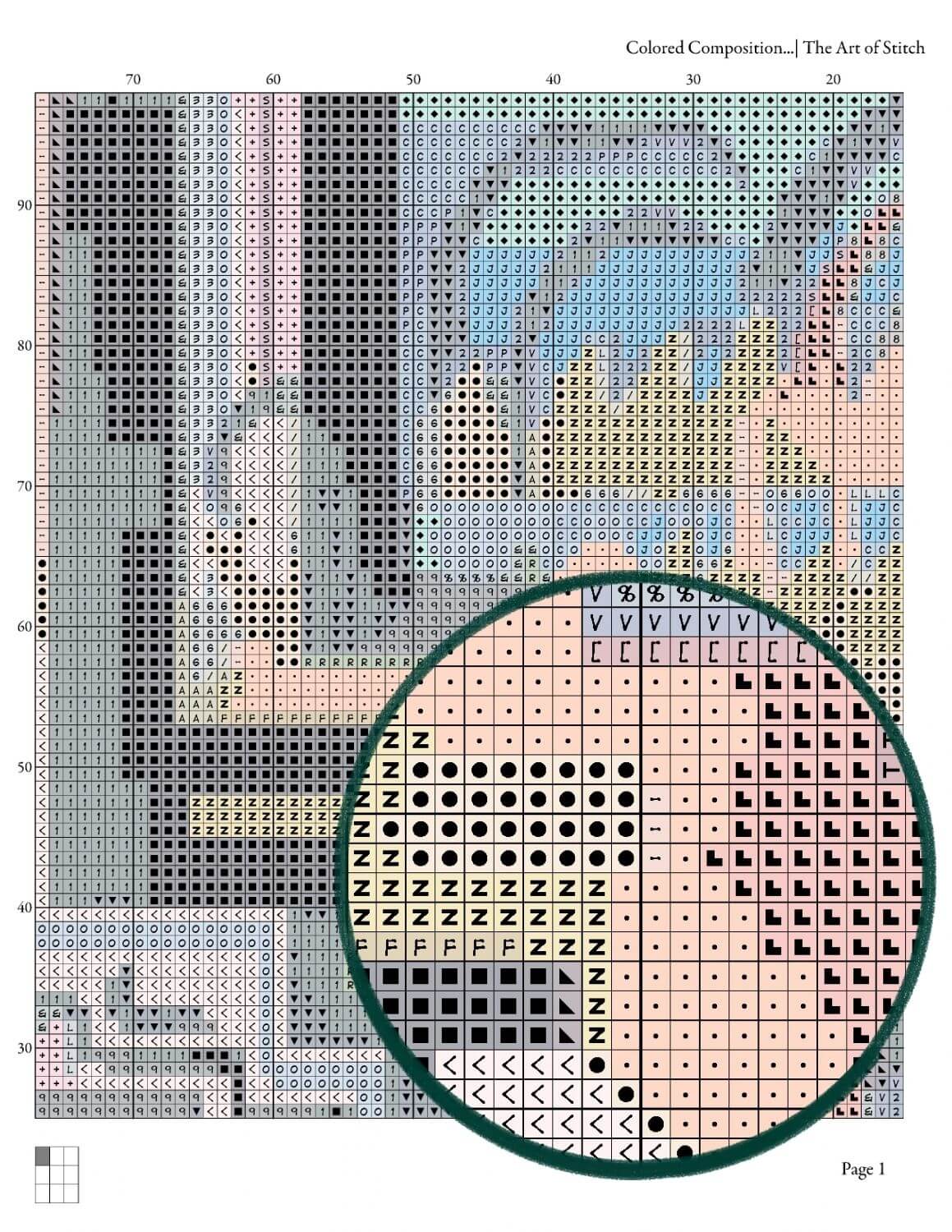 Colored Composition Homage to Johann Sebastian Bach Cross Stitch Kit