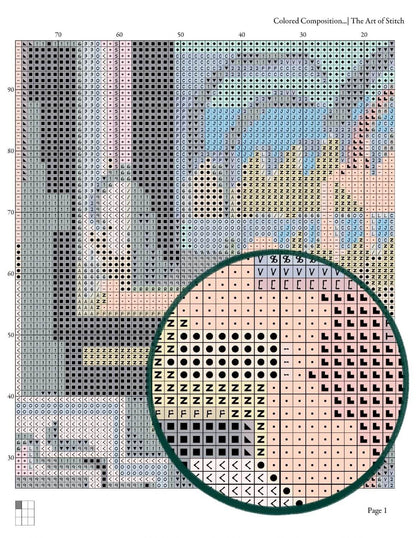 Colored Composition Homage to Johann Sebastian Bach Cross Stitch Kit