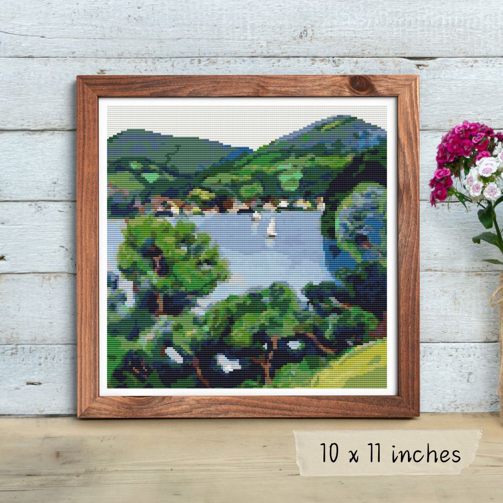 View of Tegernsee Cross Stitch Kit | August Macke