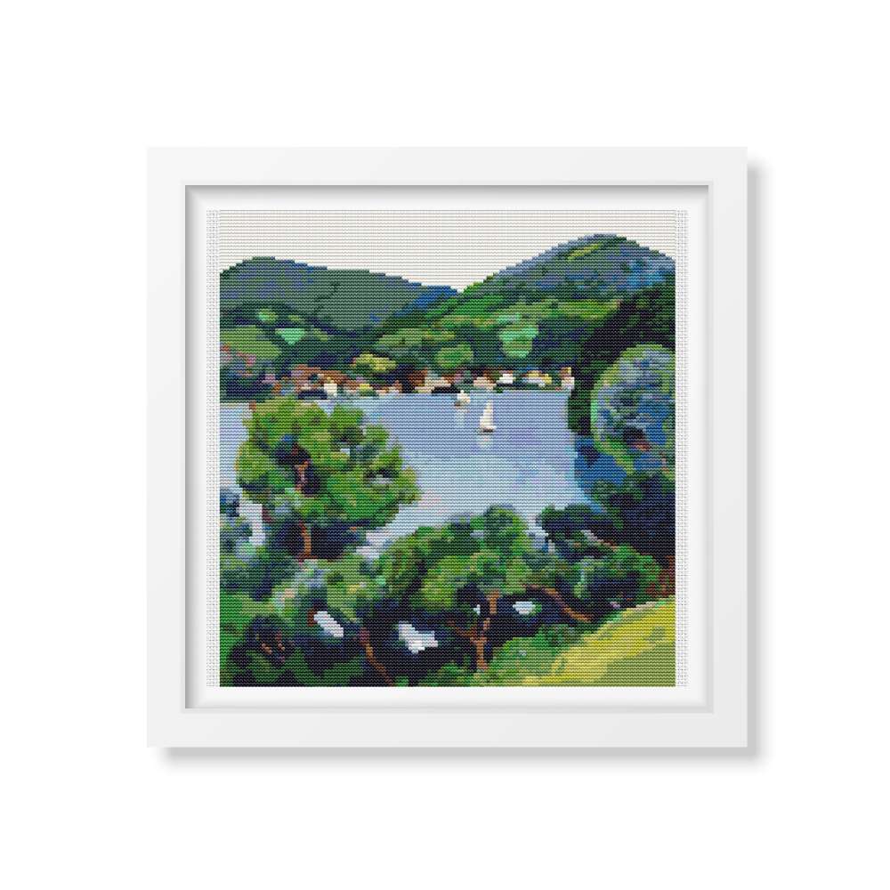 View of Tegernsee Cross Stitch Kit | August Macke