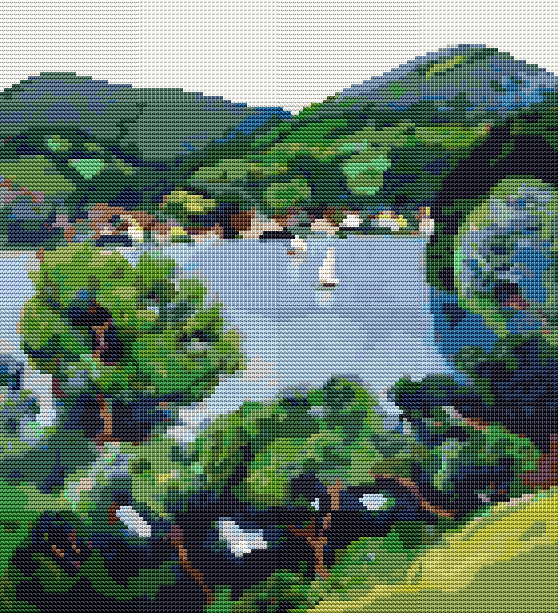 View of Tegernsee Cross Stitch Kit | August Macke