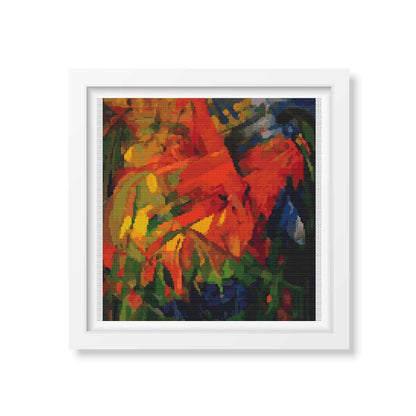 Animals in a Landscape Cross Stitch Pattern | Franz Marc