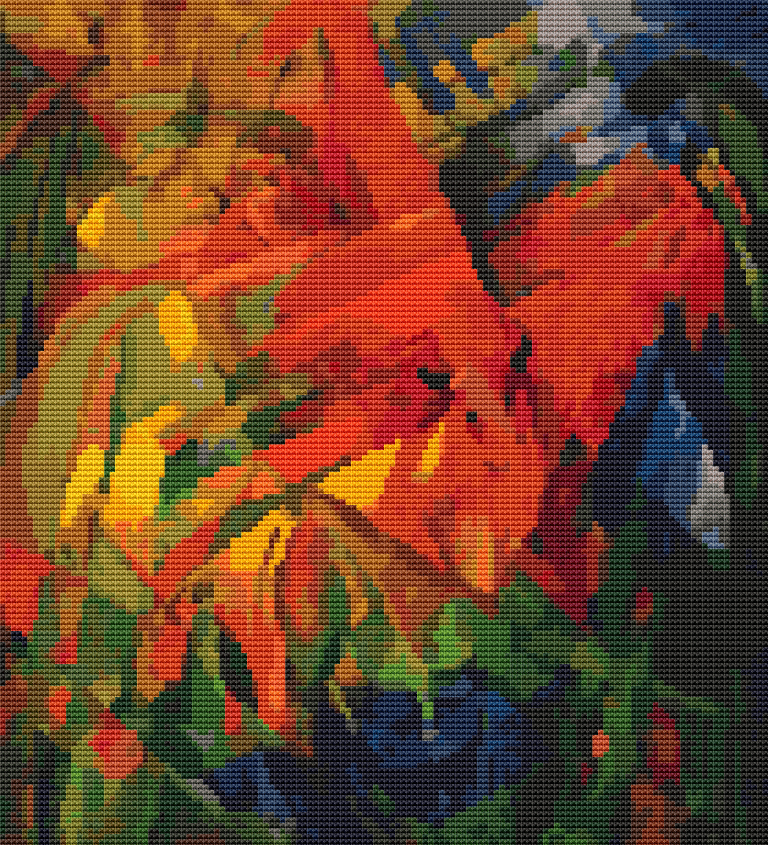 Animals in a Landscape Cross Stitch Kit | Franz Marc