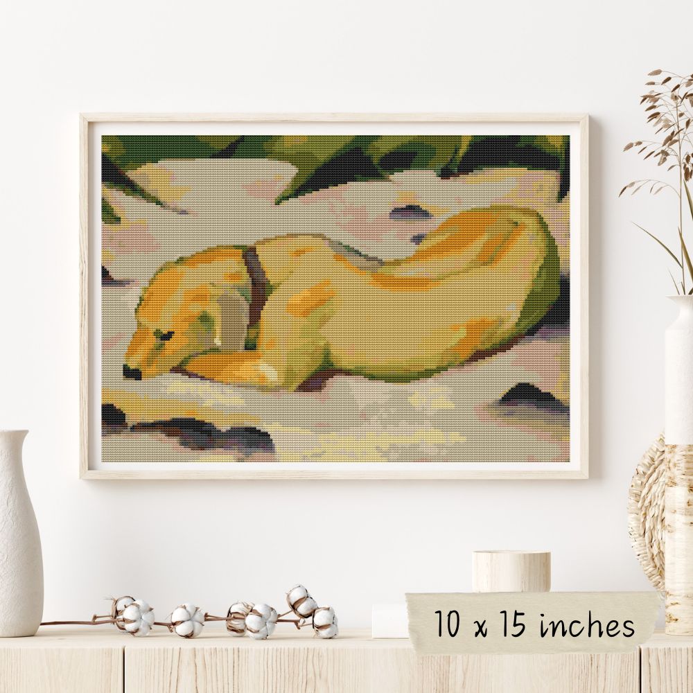 Dog Lying in the Snow Cross Stitch Kit | Franz Marc