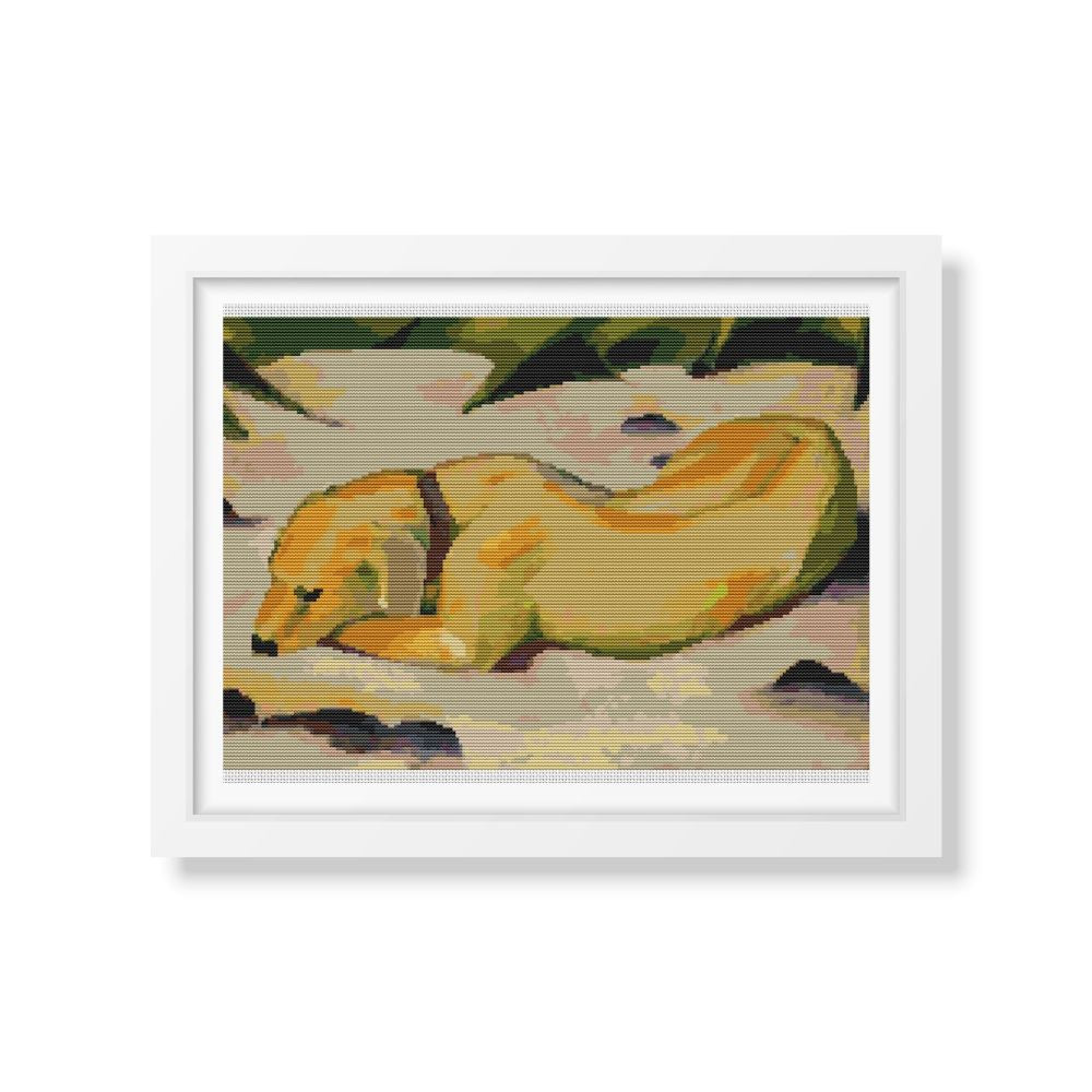 Dog Lying in the Snow Cross Stitch Pattern | Franz Marc