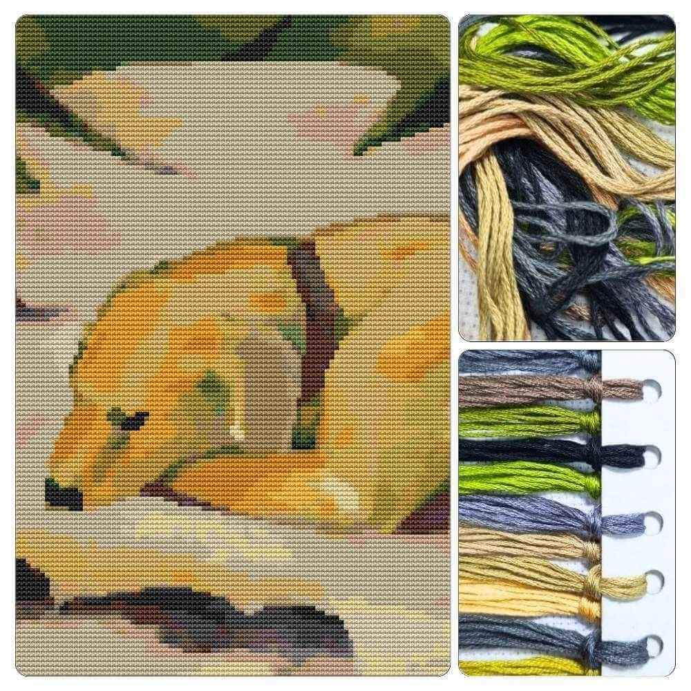 Dog Lying in the Snow Cross Stitch Kit
