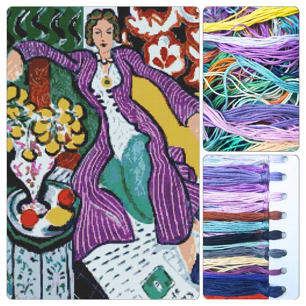 Woman in a Purple Coat Cross Stitch Kit - Premium Cross Stitch Kit - Henri Matisse