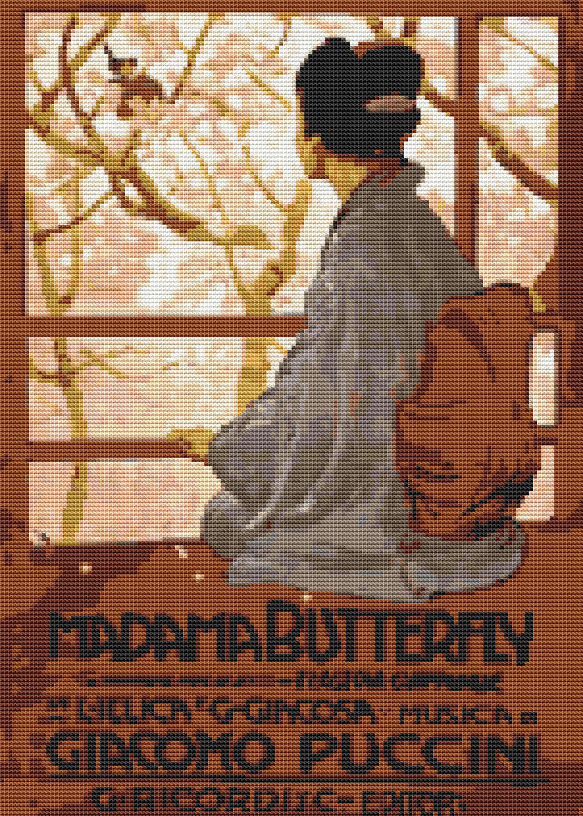 Madame Butterfly Cross Stitch Pattern by Leopoldo Metlicovitz