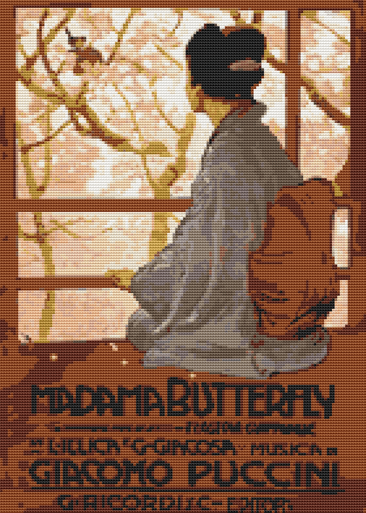 Madame Butterfly Cross Stitch Pattern by Leopoldo Metlicovitz