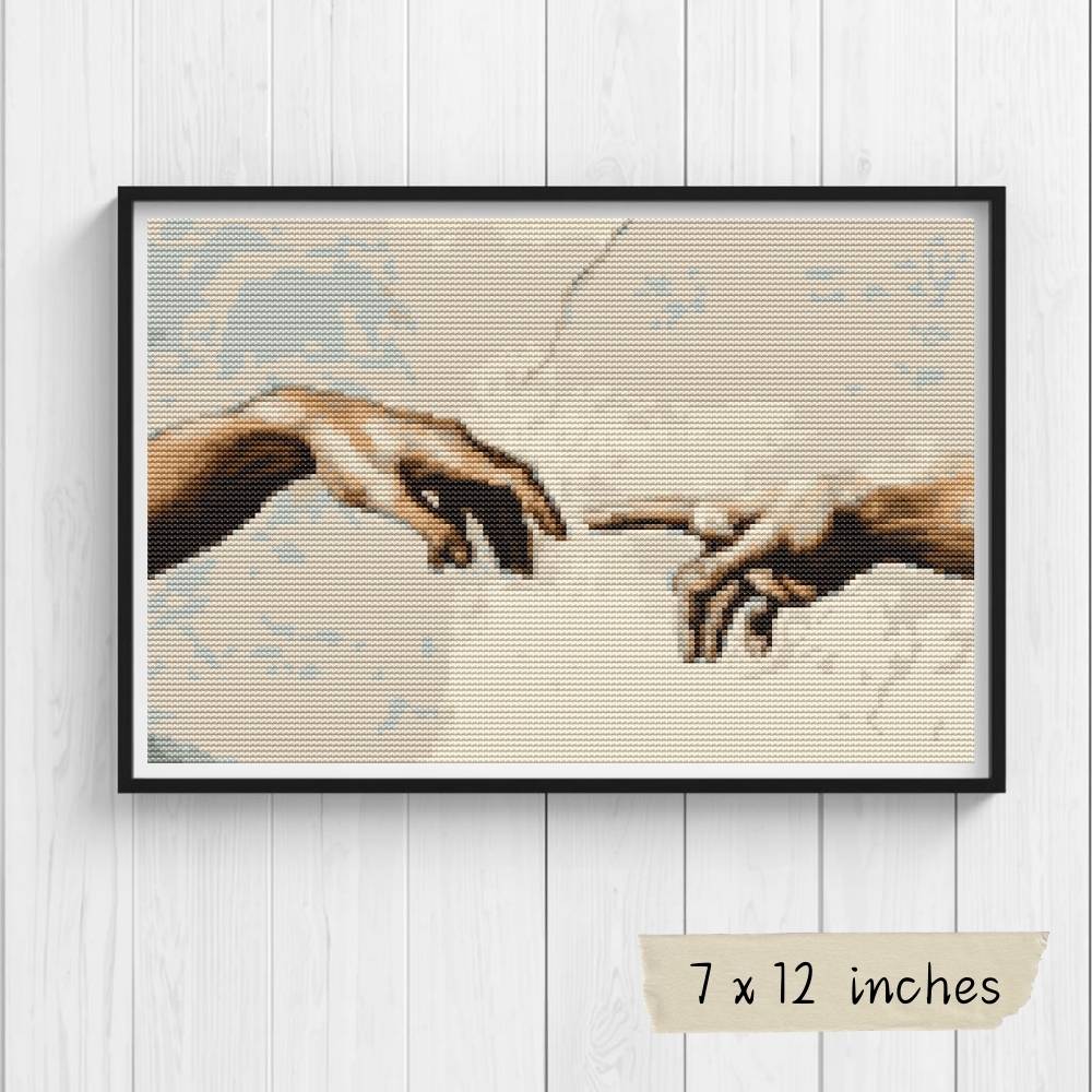 Hands of God and Adam Cross Stitch Pattern