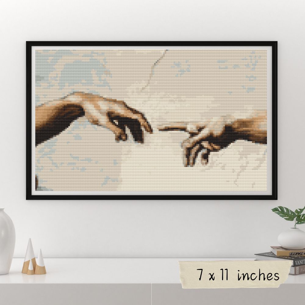 Hands of God and Adam Cross Stitch Pattern | Michelangelo