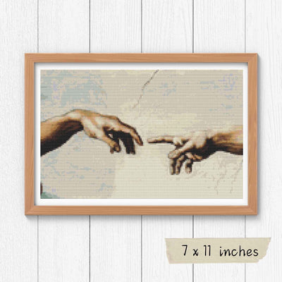 Hands of God and Adam Cross Stitch Pattern