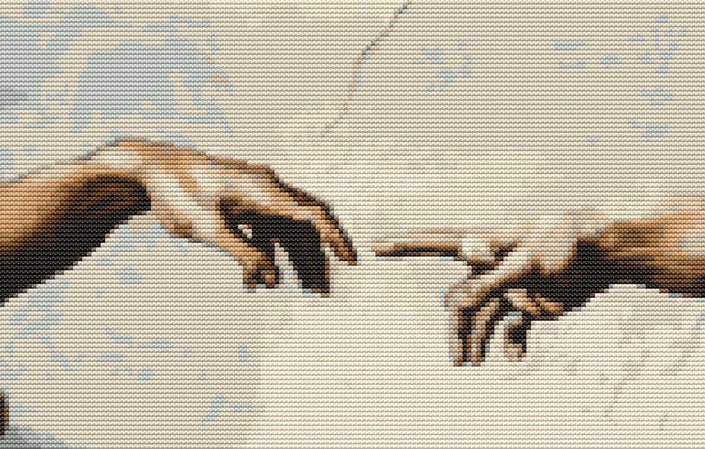 Hands of God and Adam Cross Stitch Pattern | Michelangelo