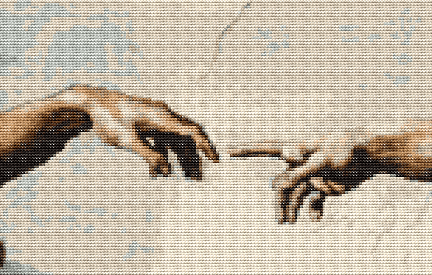 Hands of God and Adam Cross Stitch Pattern by Michelangelo