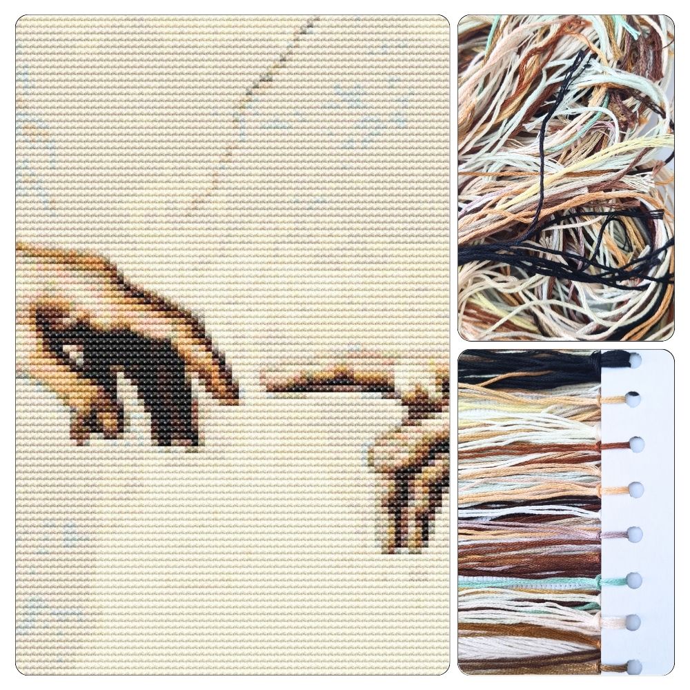Hands of God and Adam Cross Stitch Kit - Premium Cross Stitch Kit - Michelangelo