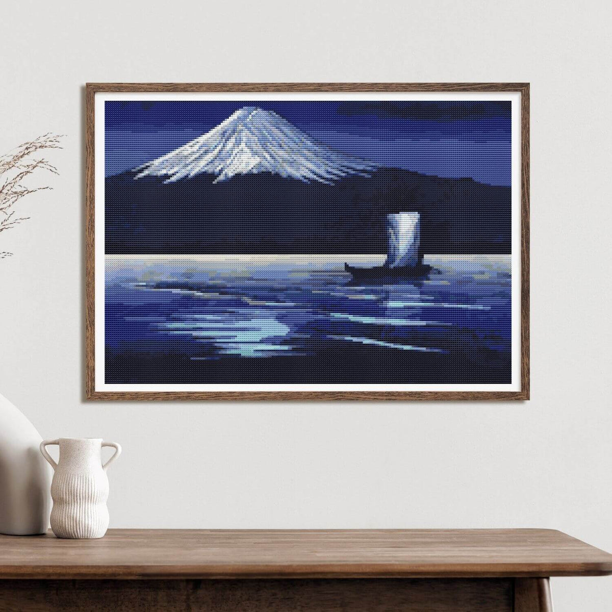 Moonlight on Mount Fuji Cross Stitch Pattern