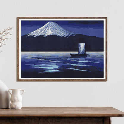 Moonlight on Mount Fuji Cross Stitch Pattern