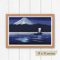 Moonlight on Mount Fuji Cross Stitch Kit - Premium Cross Stitch Kit - Lilian May Miller