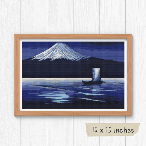 Moonlight on Mount Fuji Cross Stitch Kit