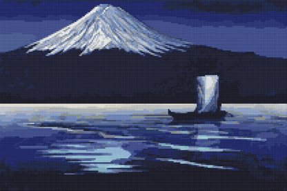 Moonlight on Mount Fuji Cross Stitch Kit | Lilian May Miller