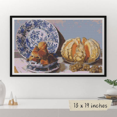 Still Life with Melon and Grapes Cross Stitch Pattern