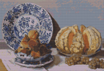 Still Life with Melon and Grapes Cross Stitch Pattern by Claude Monet