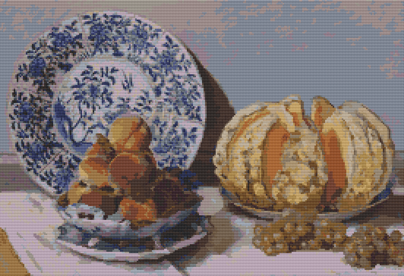 Still Life with Melon and Grapes Cross Stitch Pattern by Claude Monet