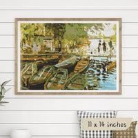 Bathing at La Grenouillere Cross Stitch Kit - Premium Cross Stitch Kit - Claude Monet