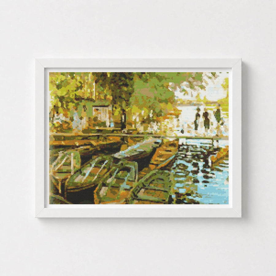 Bathing at La Grenouillere Cross Stitch Pattern