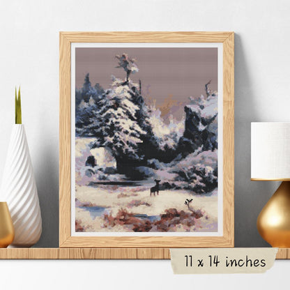 Winter in the Rockies Cross Stitch Kit | Thomas Moran