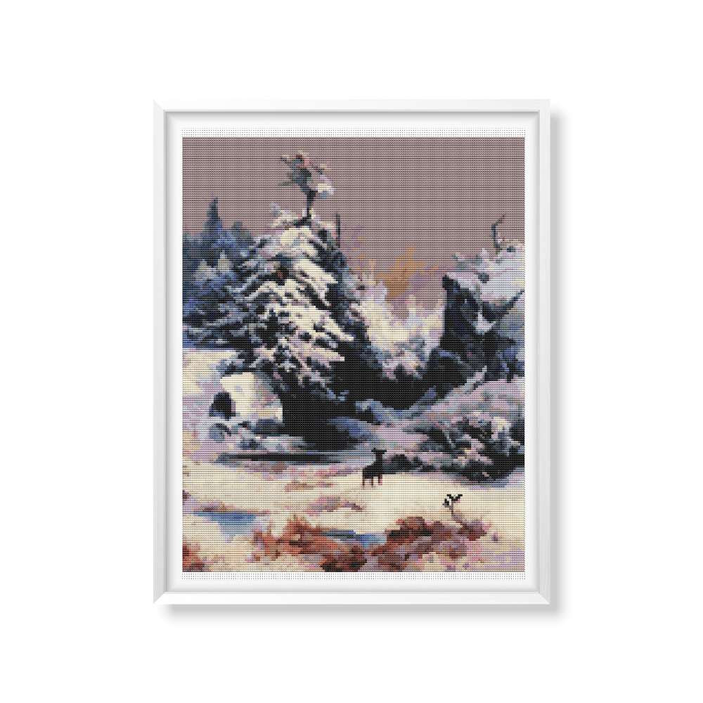 Winter in the Rockies Cross Stitch Kit | Thomas Moran