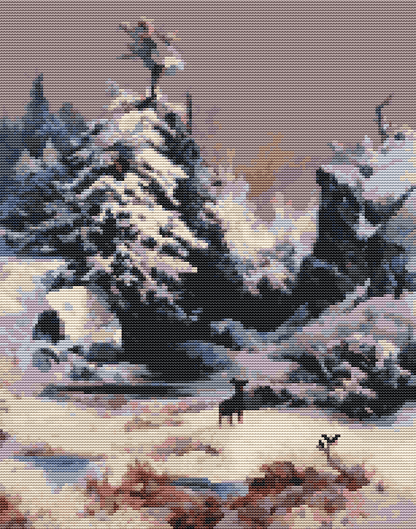 Winter in the Rockies Cross Stitch Kit | Thomas Moran