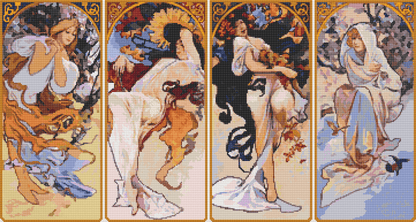 Four Seasons Cross Stitch Kit | Alphonse Mucha