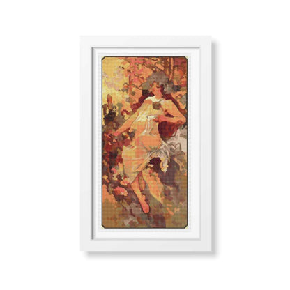 Autumn Cross Stitch Kit | Alphonse Mucha