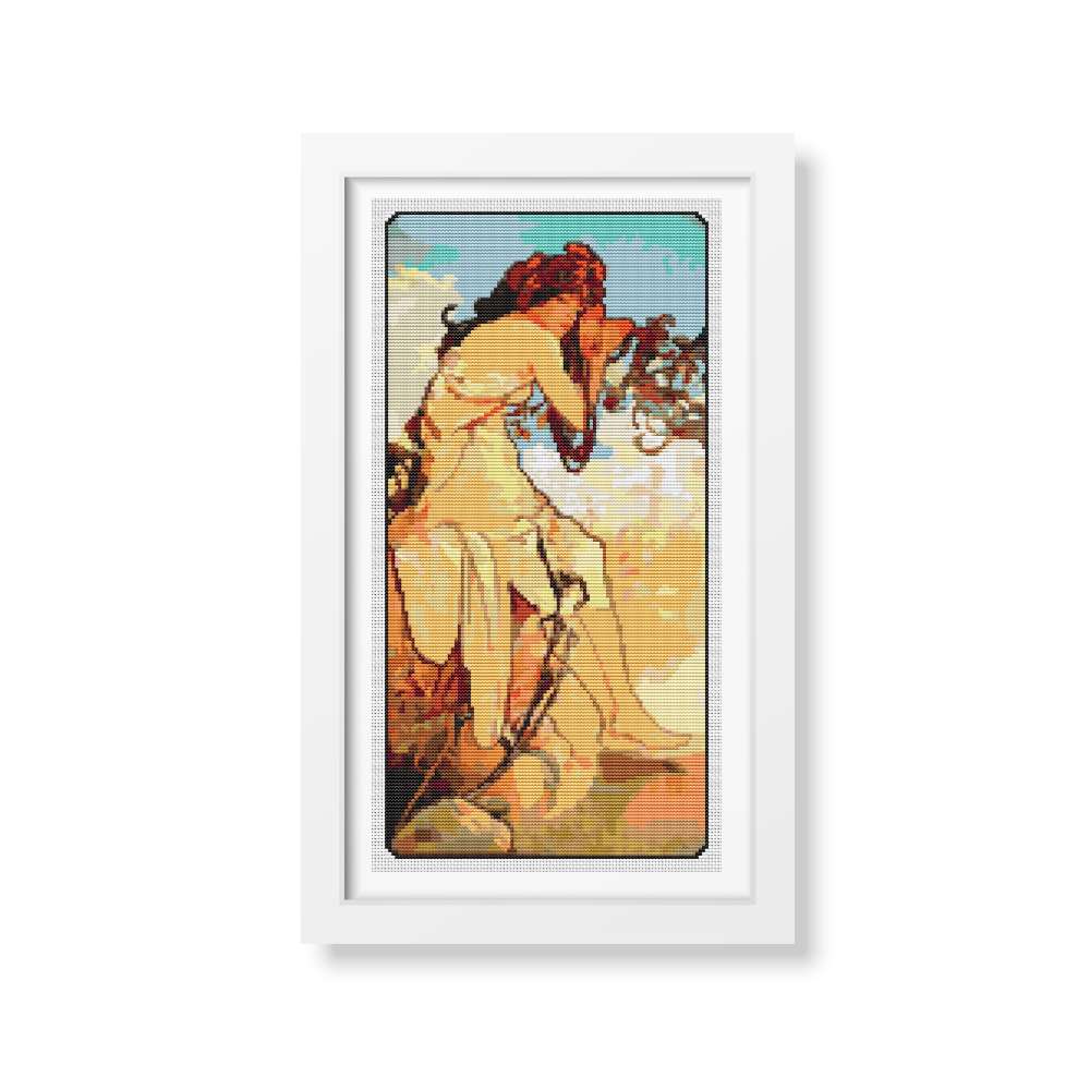 Summer Cross Stitch Kit | Alphonse Mucha