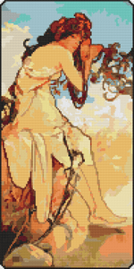 Summer Cross Stitch Pattern by Alphonse Mucha